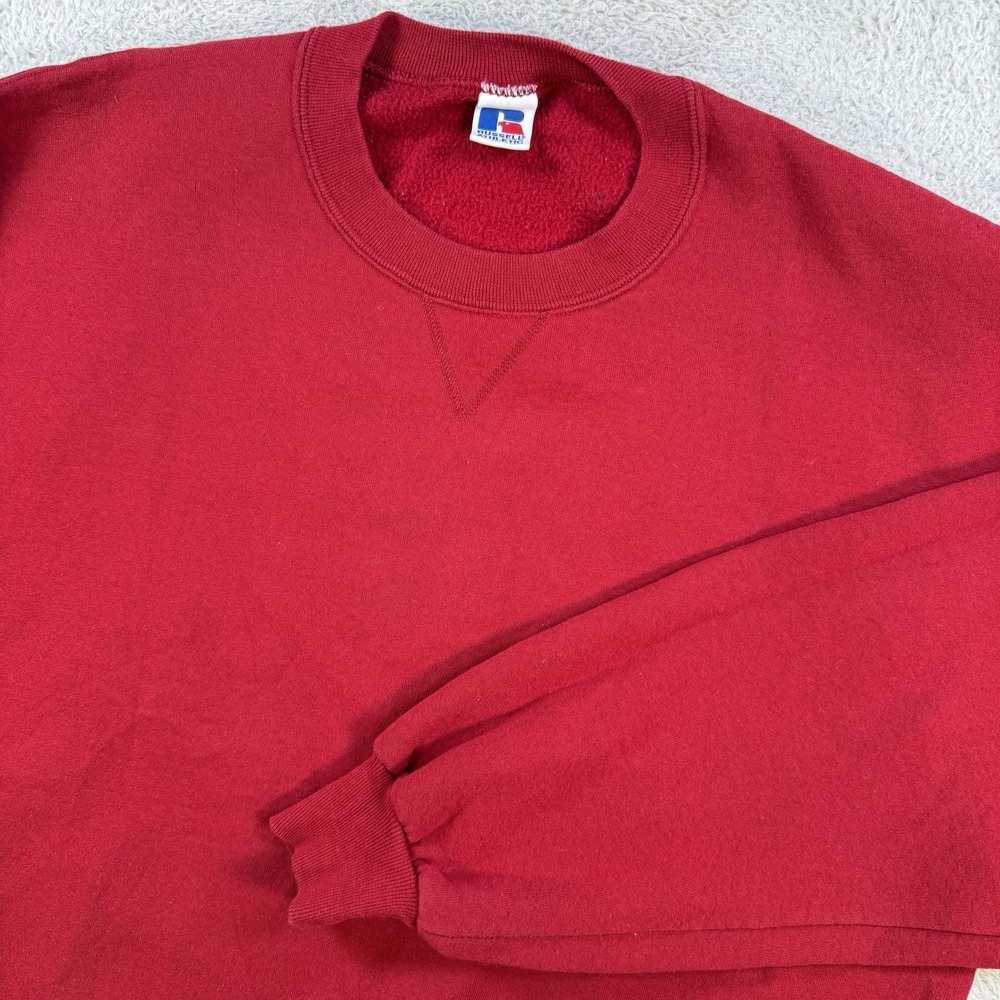 Vintage Russell Athletic Sweatshirt Mens XLT Red Fleece Crewneck USA Pullover